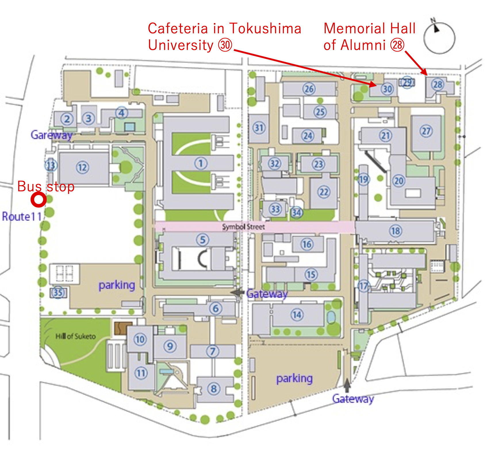Tokushima University Campus Map